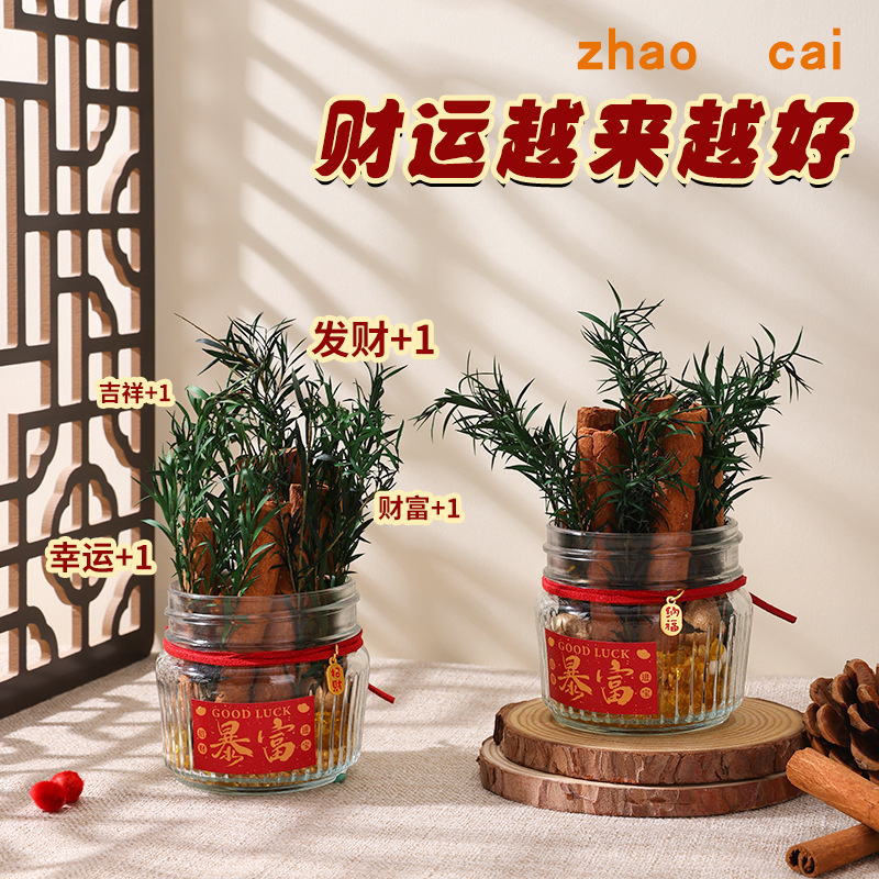 新年招財進寶暴富diy香薰禮盒肉桂生財桌面室內擺件辦公室新年