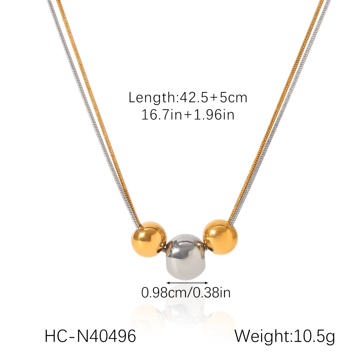 304 Stainless Steel Chain Material PVD Coated Real Gold Plated Round 304 Stainless Steel Vintage Style Waterproof Non Tarnish 304 Stainless Steel Lobster Trigger Clasp Closure Double Layer Necklaces Pendant Necklace Necklace