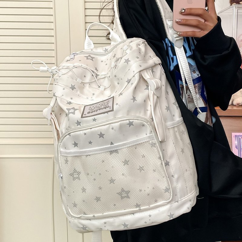 高颜值星星双肩包2025女士新款学生包初中高中大容量背包可爱卡通|undefined