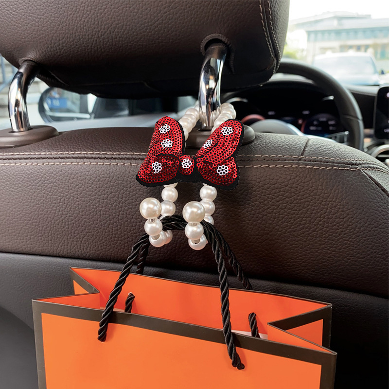 Gancho de lazo de perla para coche Gancho trasero del asiento delantero para coche Gancho pequeño multifuncional para coche