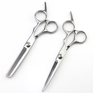 6.0 inch affordable hair scissors flat shear tooth scissors electric push distribution