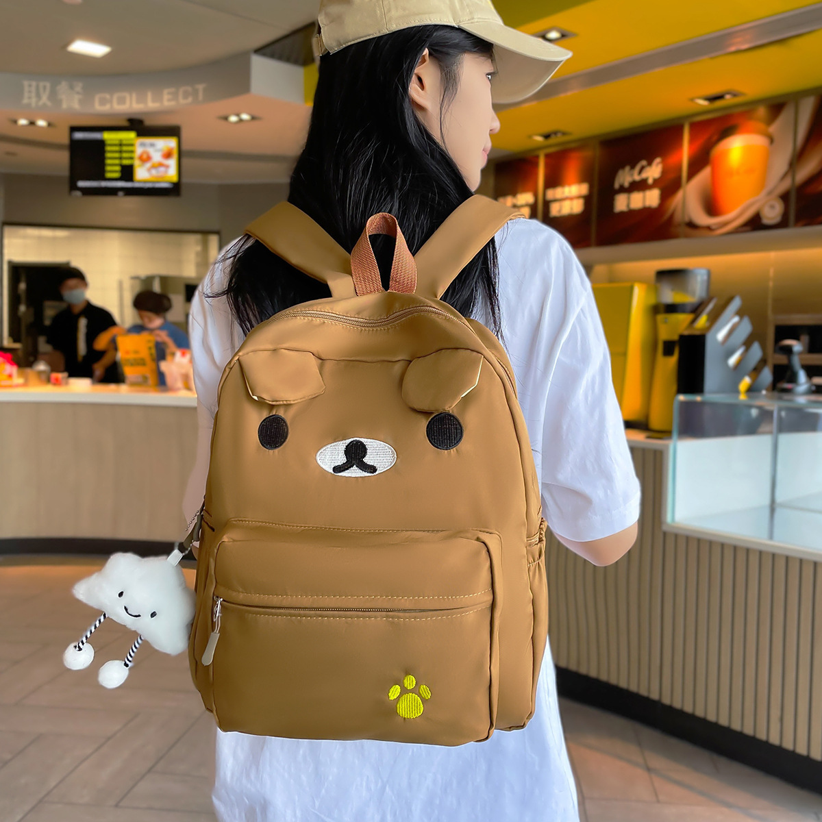 Japanese-Style Cartoon Bear Image Backpack, Cute and Fresh Backpack, Student School Bag, Backpack for Middle School and High School Students