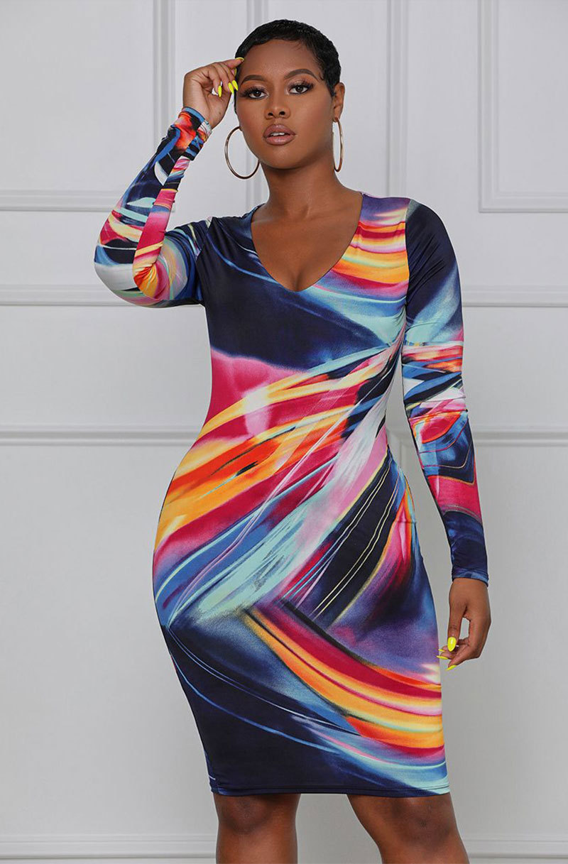 fashion printed tight dress wholesale clothing vendor Nihaostyles NSXHX68144
