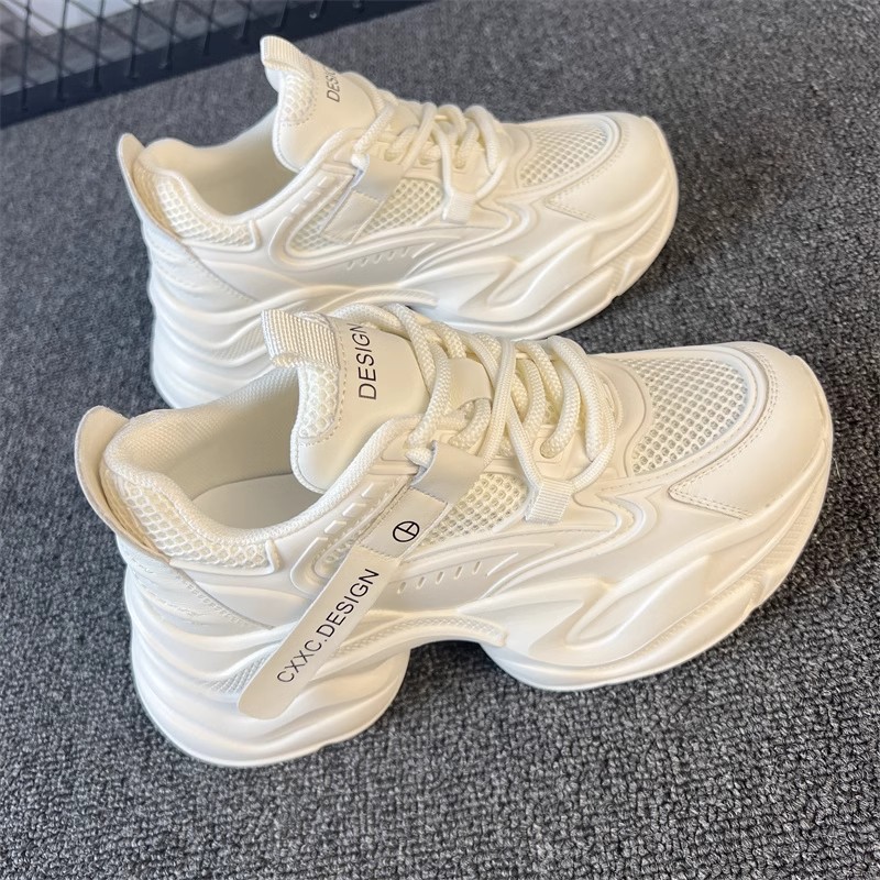 Online breathable height increasing versatile dad shoes Spring 2024 new model petite thick sole street style women's shoes popular on the Internet