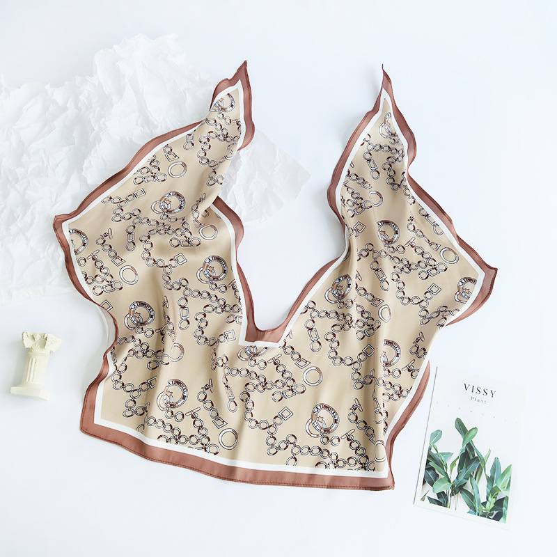 2025 nuevo bufandas de seda hexagonal bufandas de hombro alta sensación de moda de diseño minimalista de seda simulada bufandas temperamento universal