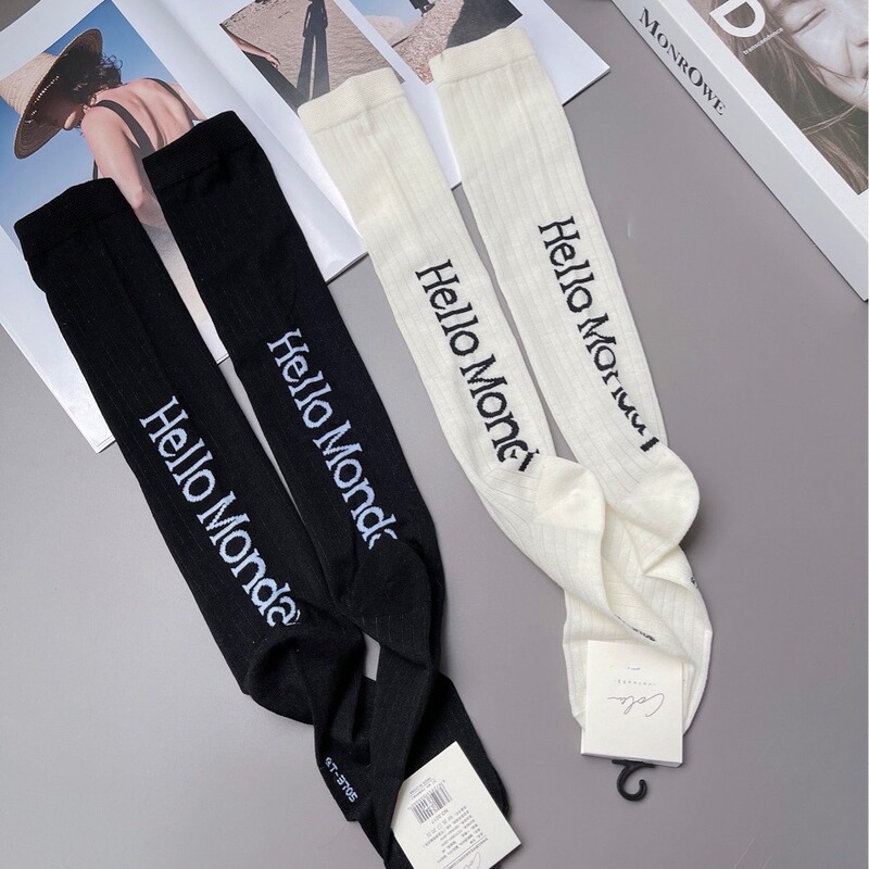 Sweet cool spring and summer design long knee socks ins niche trendy bamboo cotton thin transparent MK high calf socks for women