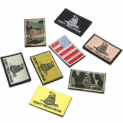 Cloth patch embroidery black and white red edge printing Velcro animal creature square badge patch tactical Velcro