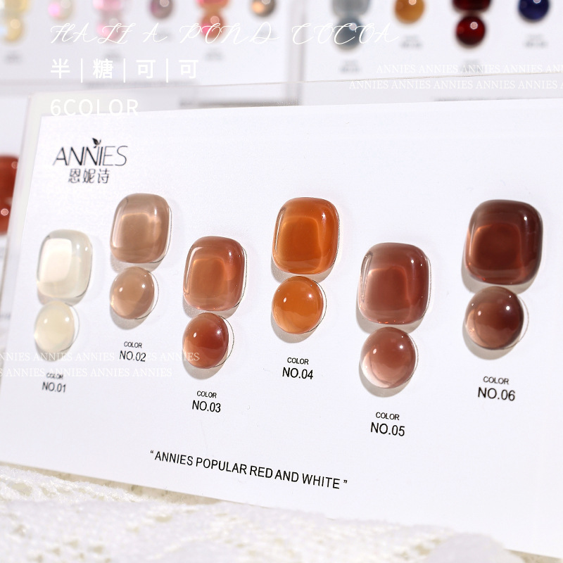 Ennishi traje de 6 colores esmalte de uñas pegamento temporada serie de color transparente 2023 nuevo color popular conjunto pequeño pegamento de fototerapia