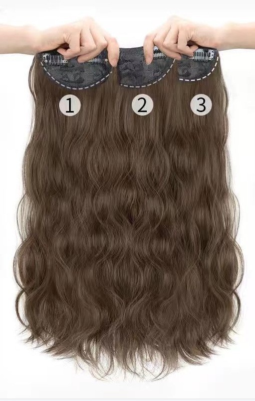 Peruca de cabello largo de mujer tipo tres piezas de imitación de cabello humano largo ondulado cabello largo recto flojo aumento de cabello invisible extensión de cabello sin rastro