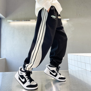 Boys' Sweatpants Autumn and Winter 2023 New Medium and Large Kidsren's Casual Sports Pants Personalized Trendy Kidsren's Velvet Pants Wholesale