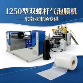 印尼市场双螺杆气泡膜机自动换卷HT1250型聚乙烯单层气泡膜生产线