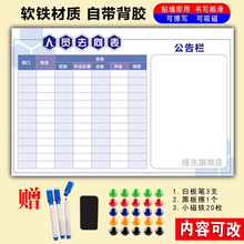 人员去向牌公司员工去向表考勤表告示牌公告栏磁性软白板软铁标示