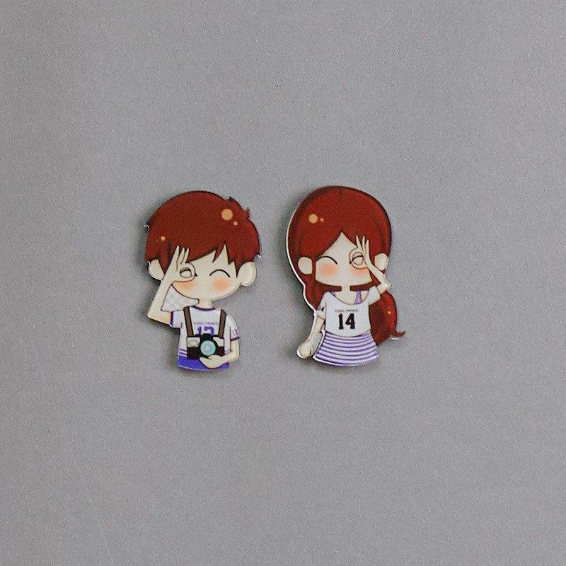 Personajes de dibujos animados pareja de acrílico adsorción pegatinas de refrigerador EVA alfanuméricos pegatinas de refrigerador DIY pegatinas magnéticas decoración