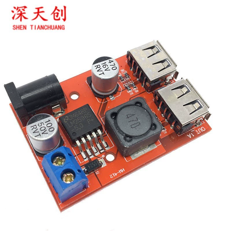 Модуль понижения напряжения 9В/12В/24В/36В до 5В, DC-DC, для зарядки в автомобиле, солнечных батарей, регулируемый источник питания 3А