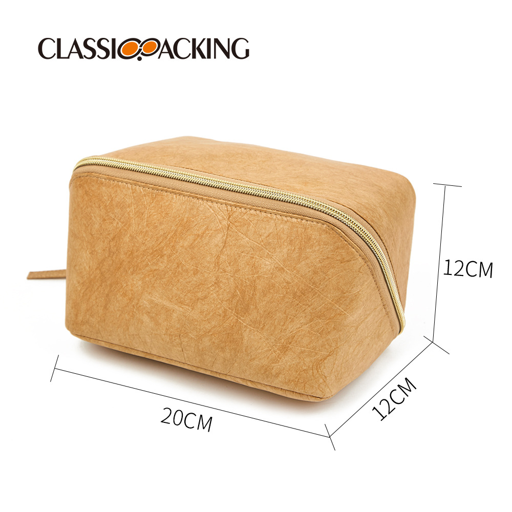 Bolsa de almacenamiento simple japonesa, bolsa de cosméticos de papel kraft ecológica, bolsa de lavado conveniente para viajes de negocios simples, se puede imprimir con logotipo