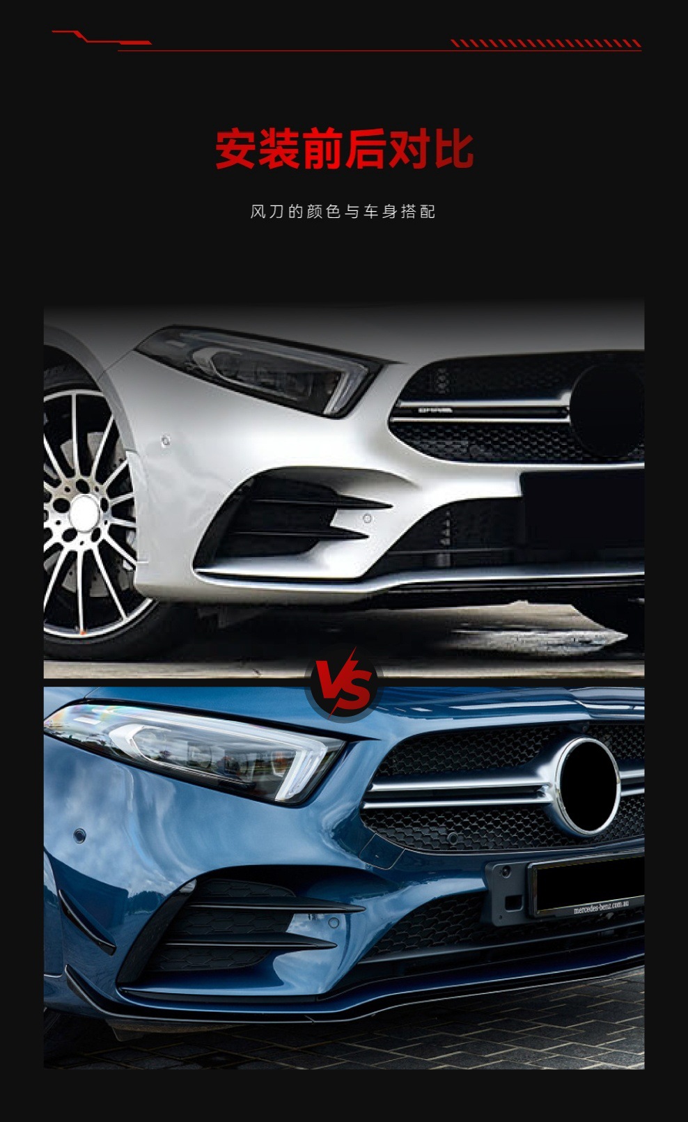 Applicable to 2018-2022 Mercedes-Benz a w177 a180 a200 a220 a35 amg front wind knife full set modification