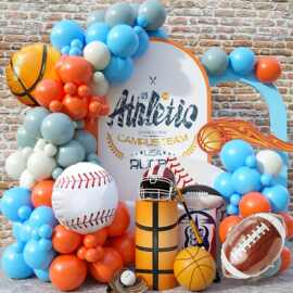 103件棒球篮球橄榄球乳胶气球花环套装男孩运动主题生日派对装饰