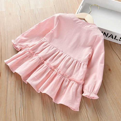 Children's Top 2025 Spring and Autumn Stylish Blouse Skirt Children's Cotton Linen Skirt Shirt for Girls Baby Long Sleeve Blouse