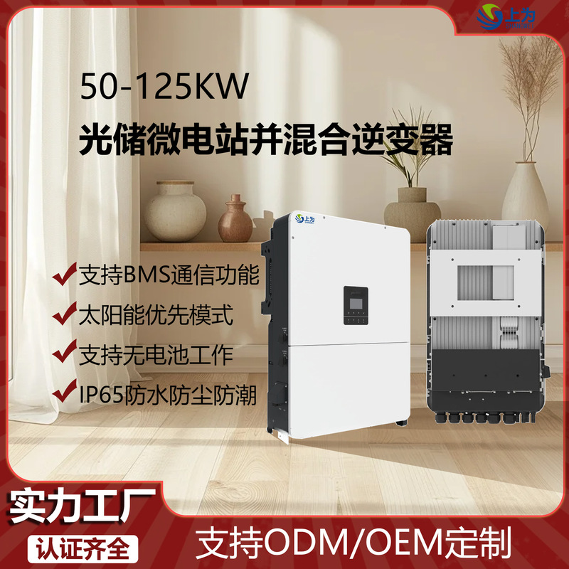 High-Voltage Three-Phase Hybrid Inverter 50-125Kw100K Photovoltaic Energy Storage and Control All-In-One Machine for Industrial and Commercial Off-Grid and On-Grid