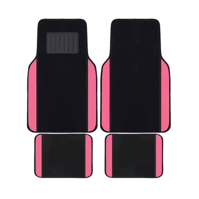 Cross-border Temu car floor mats, a universal four-piece set, made of durable velvet, easy to clean, and suitable for all seasons (Universal Foot Pad) - style-1-pink-universal-four-piece-car-set