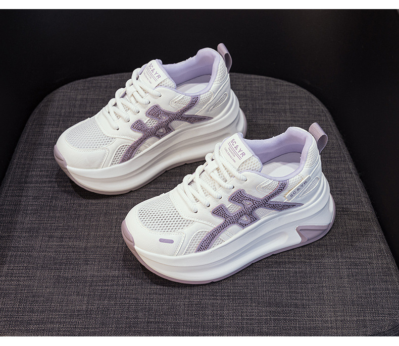 Giày sneaker nữ đế dày tăng chiều cao lưới thoáng khí mùa hè phong cách thể thao — M2916-2 Vàng kem, M2916-2 Xám kem, M2916-2 Xám chi tiết 27