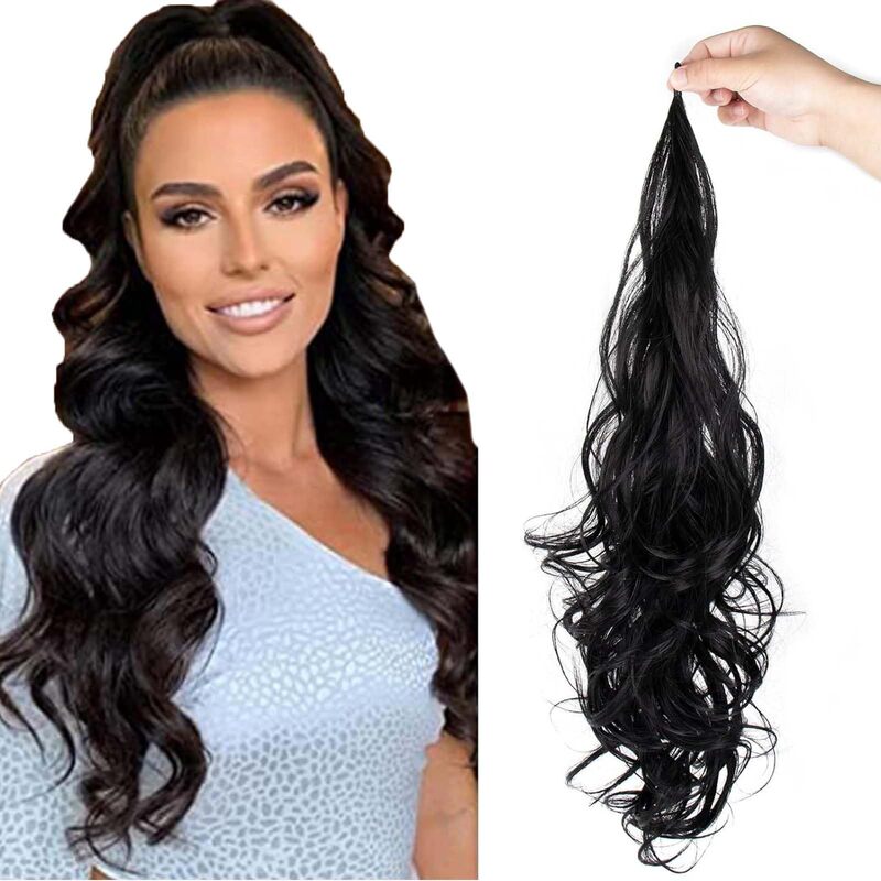 Foreign Trade 32inch Long Curly Hair Wrap-Around Ponytail Synthetic Fiber Wig Seamless Hair Extension Stick Ponytail