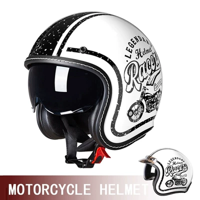 Motosiklet kaskı (dəbilqə) — Motorcycle Helmet for Men and - 618-white-motorcycle-with-brim-black-piece-m