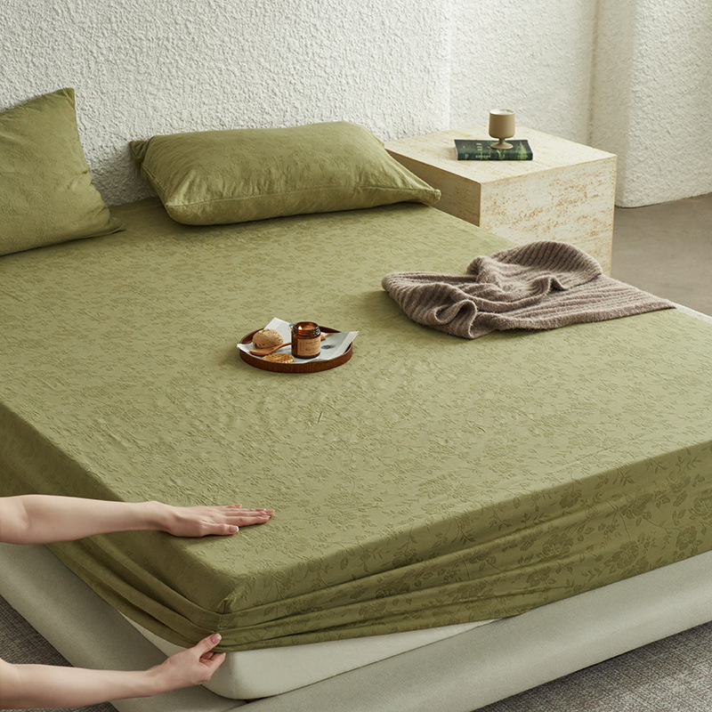 2024 nuevo estilo A de media capa de algodón de tres capas de hilo jacquard funda de cama a prueba de polvo cubierta protectora de colchón acolchado con todo incluido