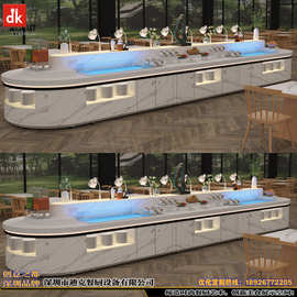 酒店西餐厅宴会厅布菲台 木纹实木布菲台 石纹大理石自助餐台图片