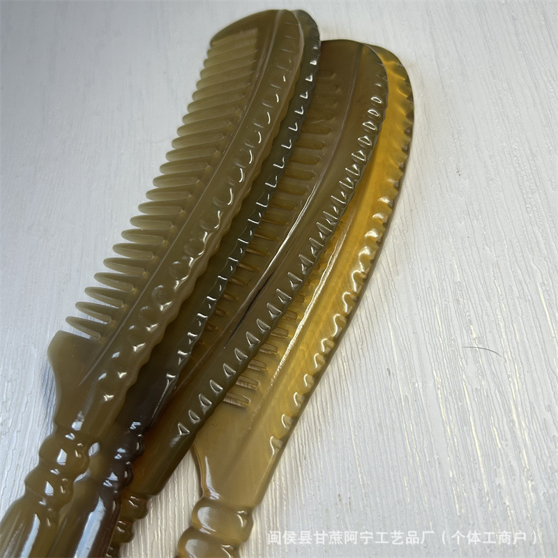 Horn Comb Gua Sha Board 18cm Thick Ox Horn Hair Comb for Men Travel Smooth Styling preparation