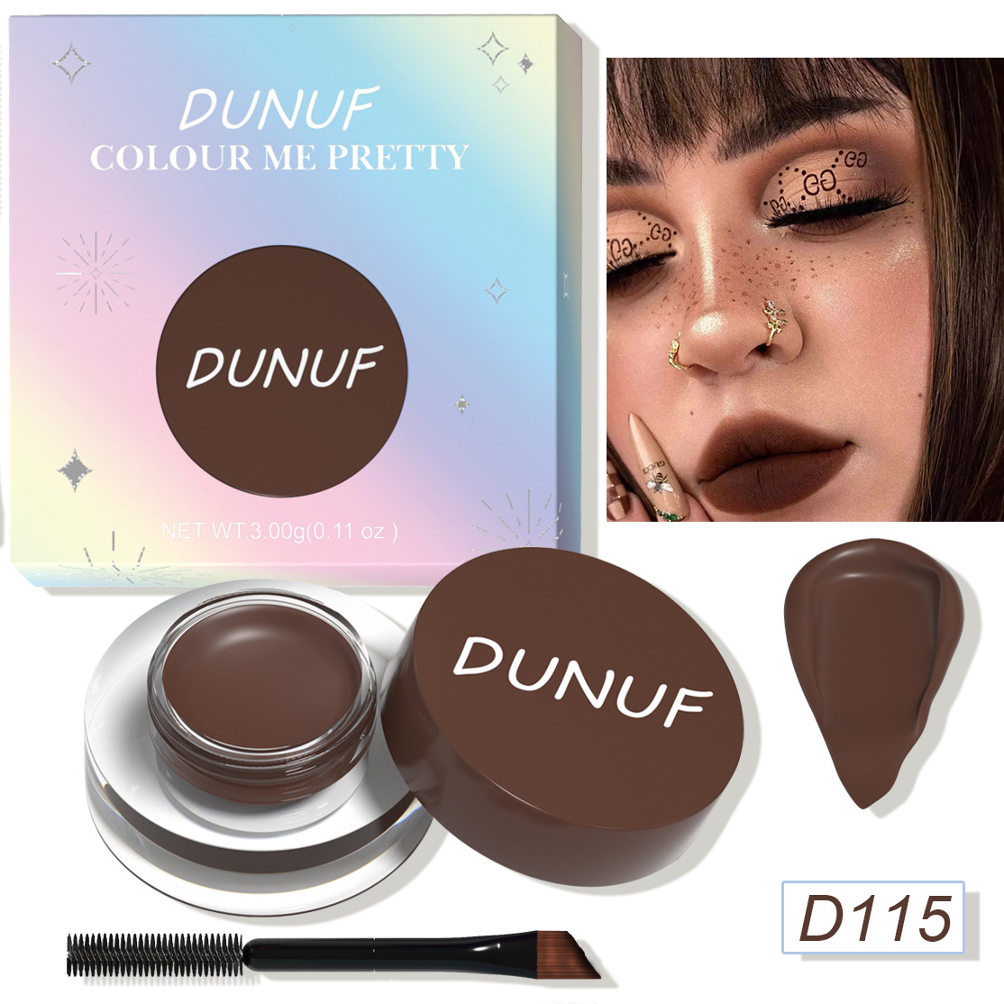 DUNUF 12 Face Color Waterproof Eyeshadow Long-lasting Eyeliner Matte Gloss Eyebrow Dye Universal Note Disclaimer undefined