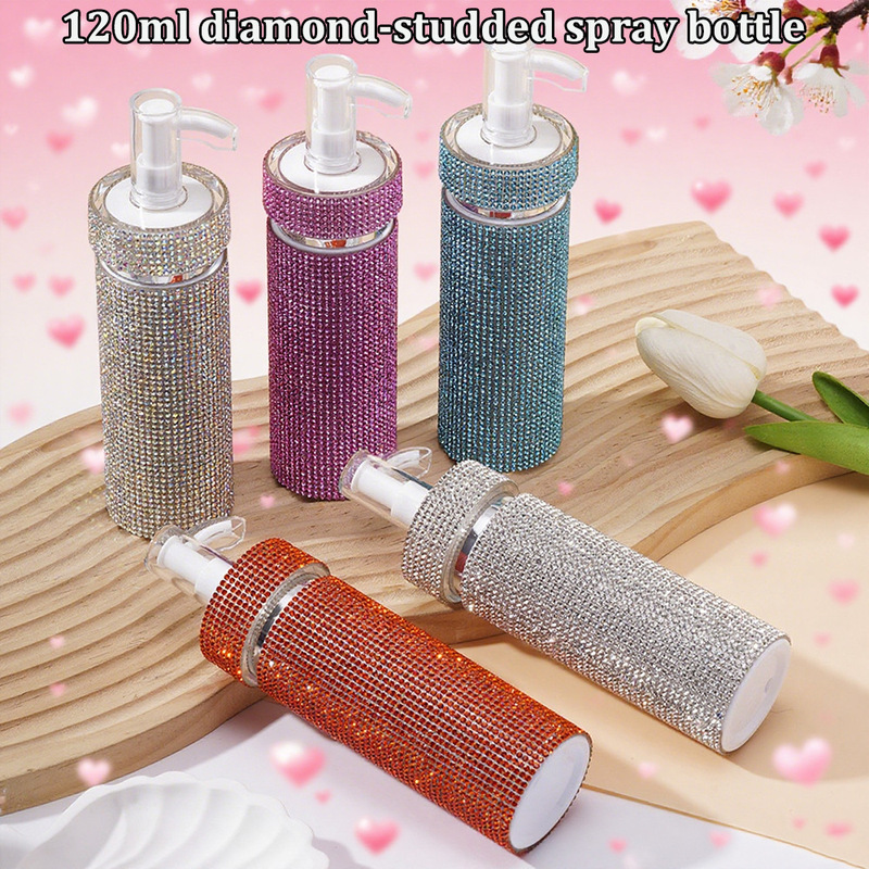 120ml Refillable Lotion and Nail Polish Press Bottle with Rhinestones for Travel