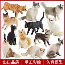 跨境儿童仿真实心动物猫咪模型玩具波斯猫短毛布偶猫蛋糕公仔摆件