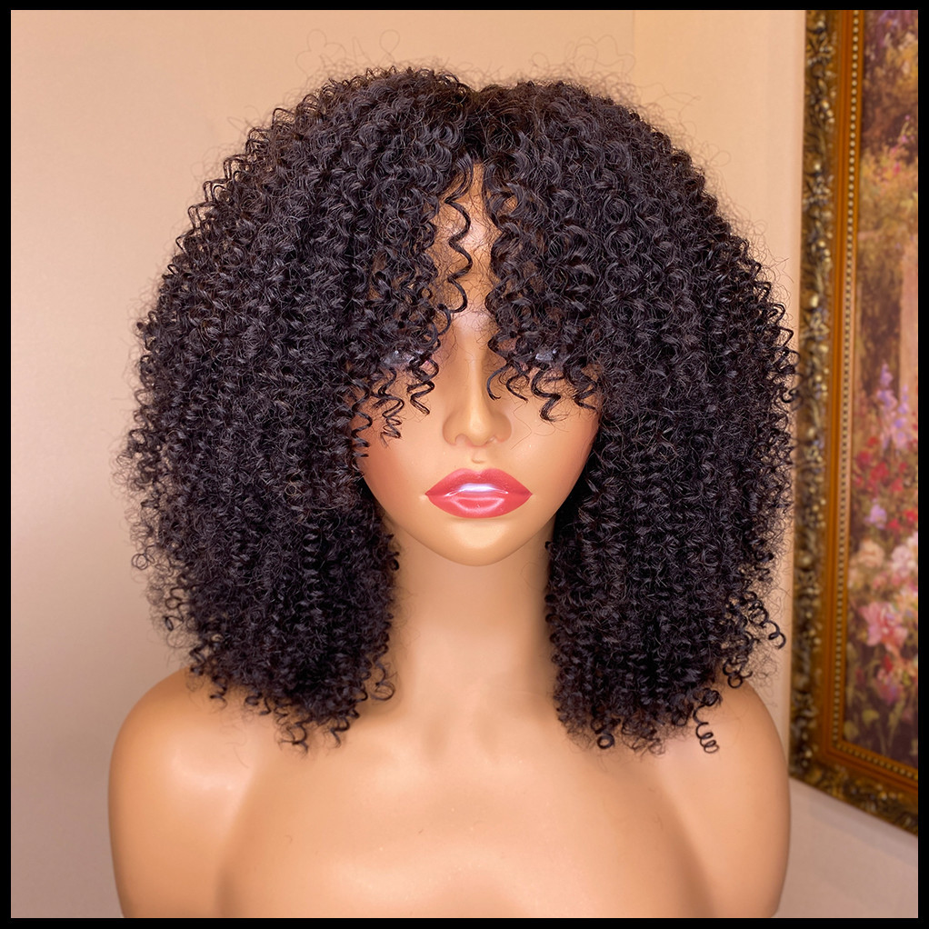 Women's Simple Style Party Stage Real Hair Bangs Short Curly Hair Wig Net display picture 2