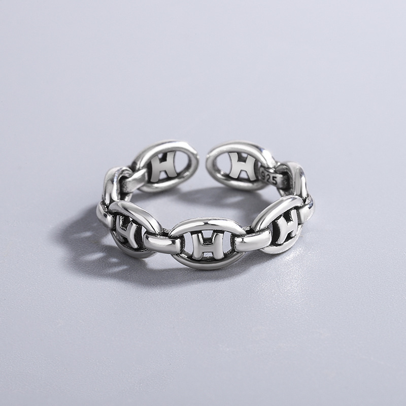 Punk retro apenado flor en forma de serpiente anillo de la estrella personalidad de alto sentido plata tailandesa Hipster anillo de entrega de una sola pieza femenina