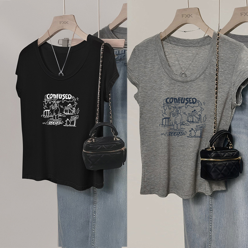 블랙+그레이-투피스 [알파벳피기] [재고직배송]