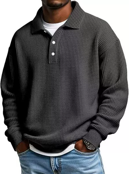 Cross-Border Amazon 2025 Autumn and Winter New American Retro Loose Stand-Up Collar Small Square Long-Sleeved Casual Tops for Men