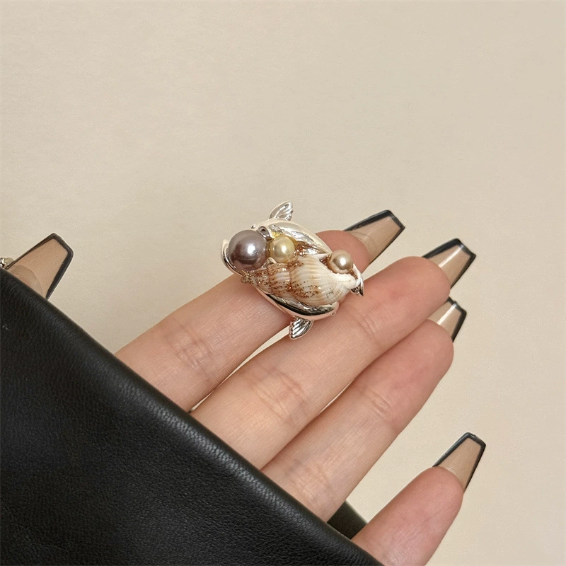 handmade marine ring (Marine) — дизайн ракушки жемчуга, один размер, стиль пляжа