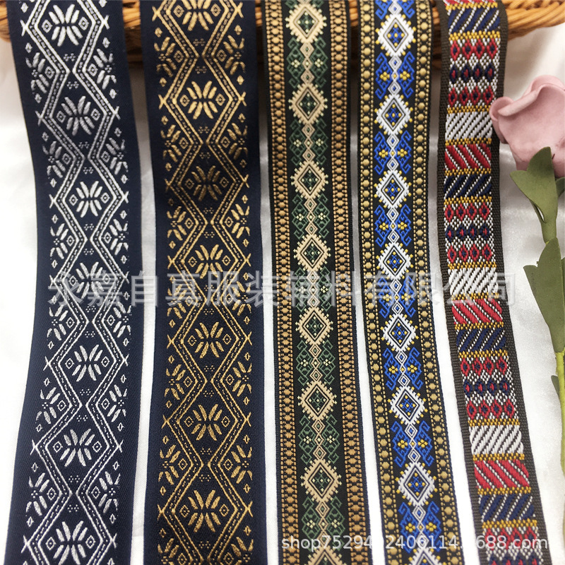 Foreign Trade Ethnic Style Jacquard Ribbon Costume COS Embroidered Ribbon Hanfu Skirt Placket Decorative Lace Accessories