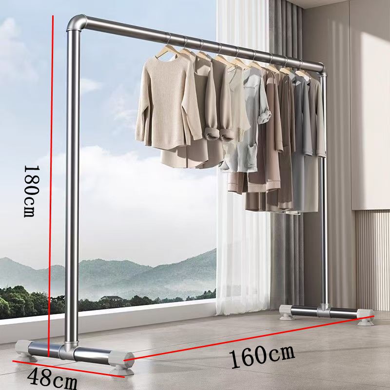 鋼管物干しラック、物干しラック、物干しロッド、床置き縦型家庭用バルコニー、寝室の水道管ハンガー、衣料品屋台|undefined