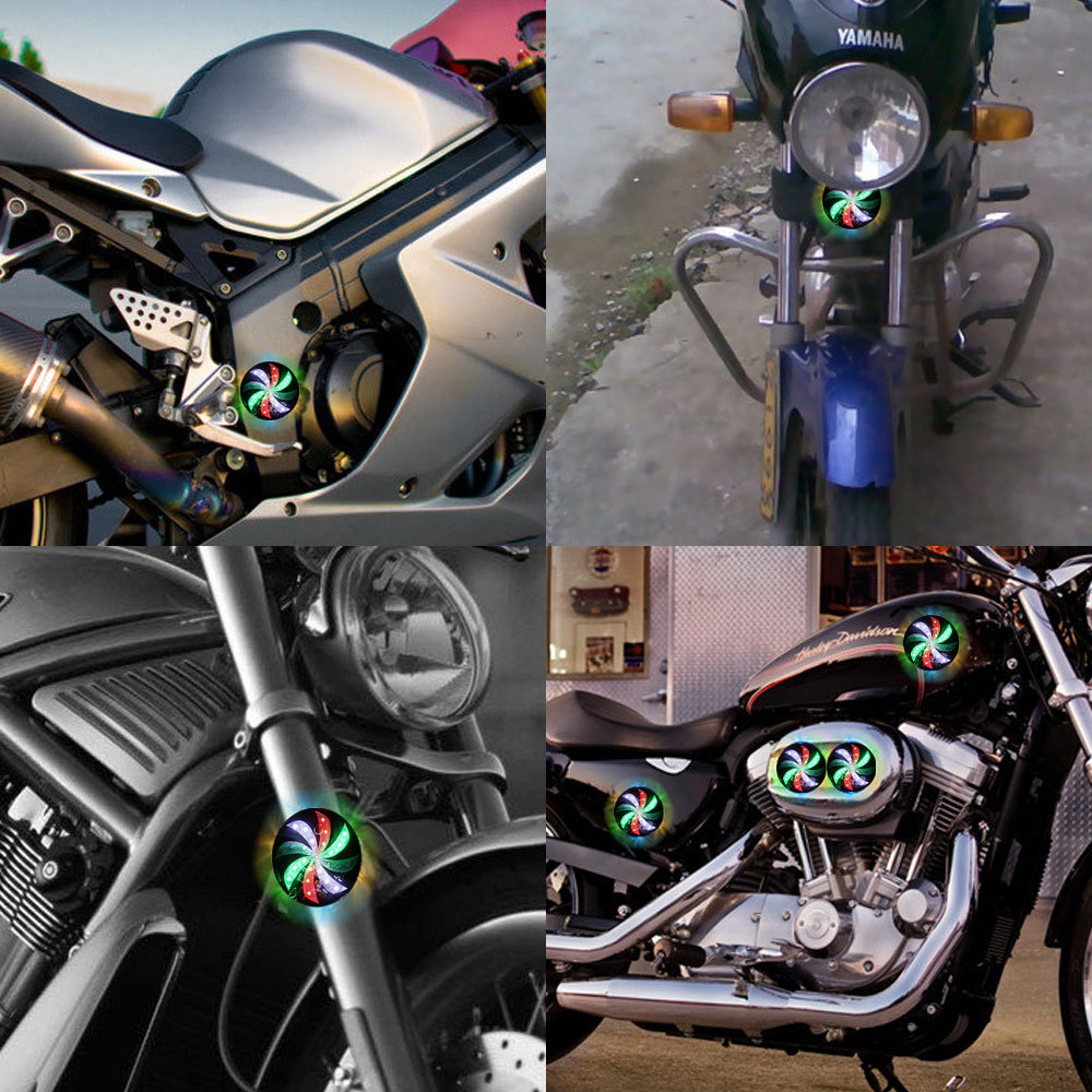 12V High-Brightness Car and Motorcycle Led Round 8cm Fire Wheel Multicolor Light Motorcycle Modification Warning Light Car Light