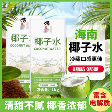 茶小冷椰子水100%椰汁鲜榨1L家庭装0脂天然椰青商用整箱批发饮料