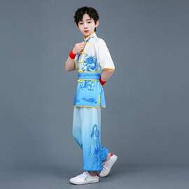 短袖武术服装儿童表演练功功夫演出服少儿比赛太极训练中国男女