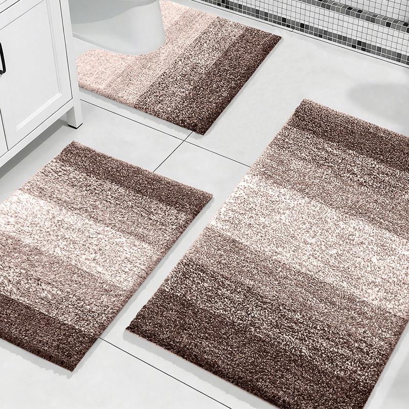 Alfombras de baño de flocado transfronterizas simples puerta de absorción de agua de tres piezas conjunto de almohadillas antideslizantes al por mayor image 9