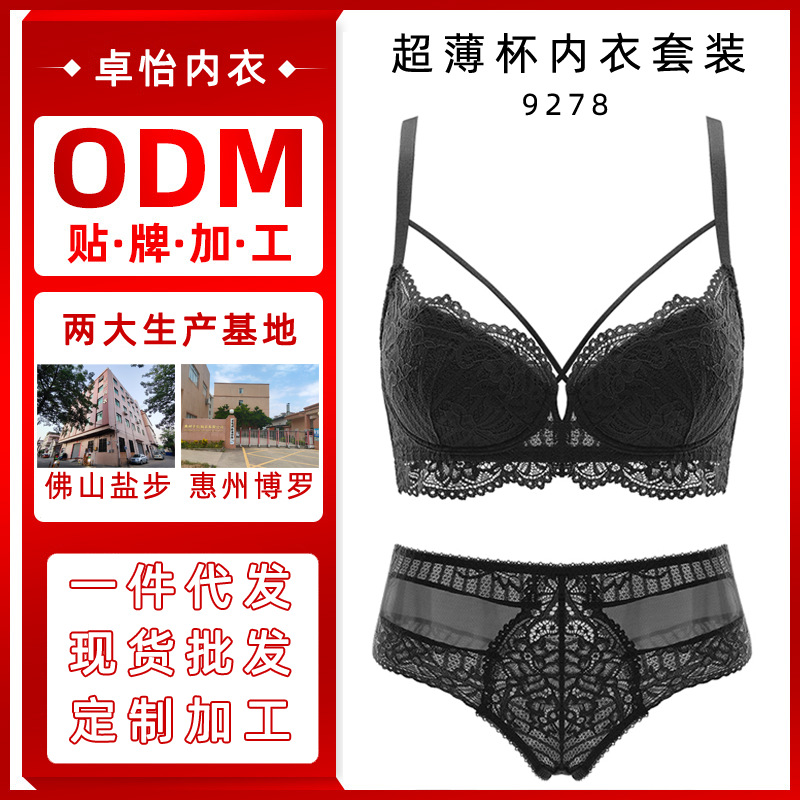 Conjunto de sujetador sexy europeo y americano transfronterizo personalizado del fabricante, algodón, otoño e invierno, ropa interior de encaje cómoda, braset femenino