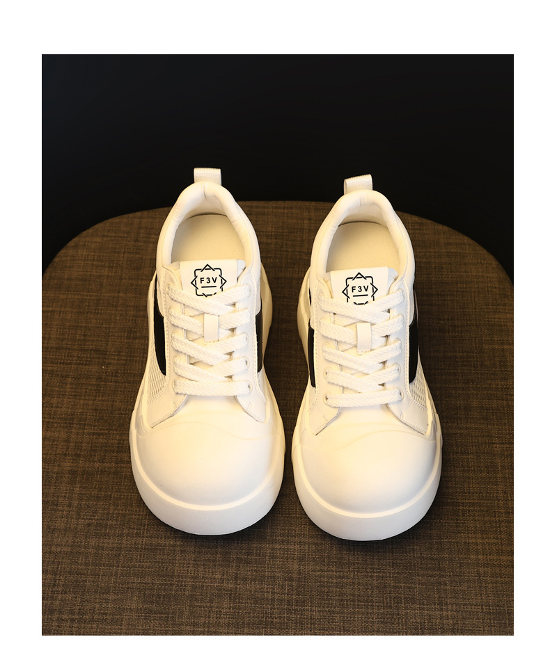 Giày sneaker nữ đế dày tăng chiều cao phong cách thể thao trắng basic — Bạc trắng chi tiết 19