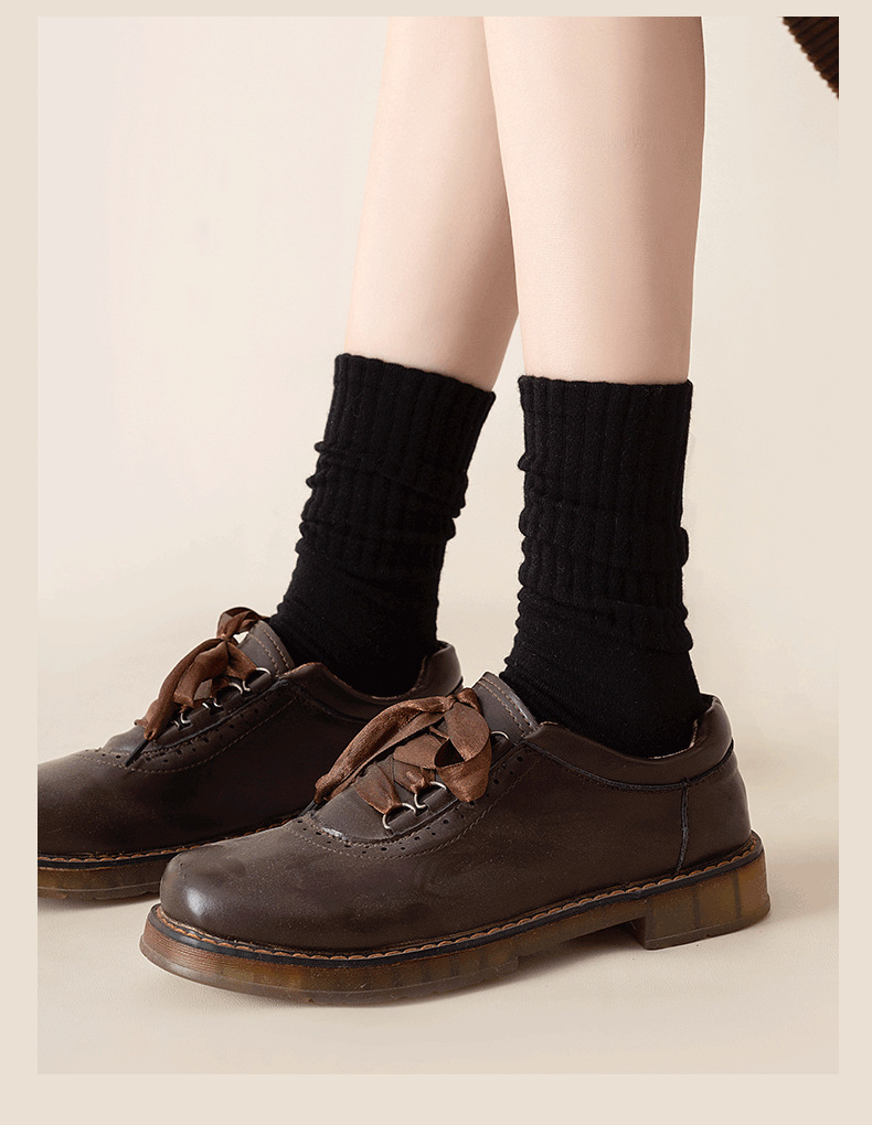 中筒袜子女款秋冬款ins潮百搭纯色黑白长筒运动情侣长袜女高颜值详情21