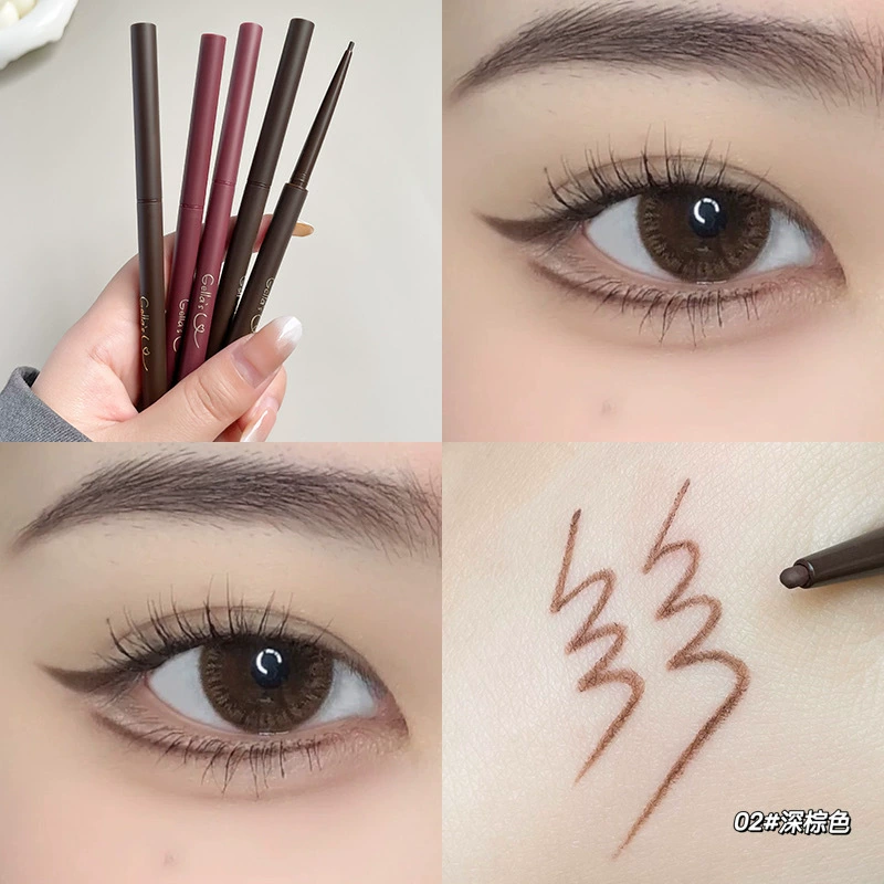 Карандаш- eyeliner Jili Gellas Eyeline Pen гладкий без осыпания, тонкий наконечник, цвет черный винно-красный