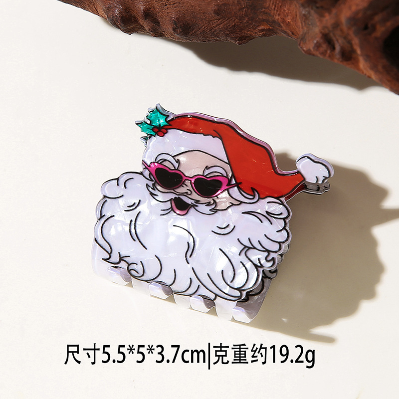 闪闪姑娘新款圣诞节日格林奇绿怪发夹圣诞老人姜饼人雪人麋鹿抓夹|undefined