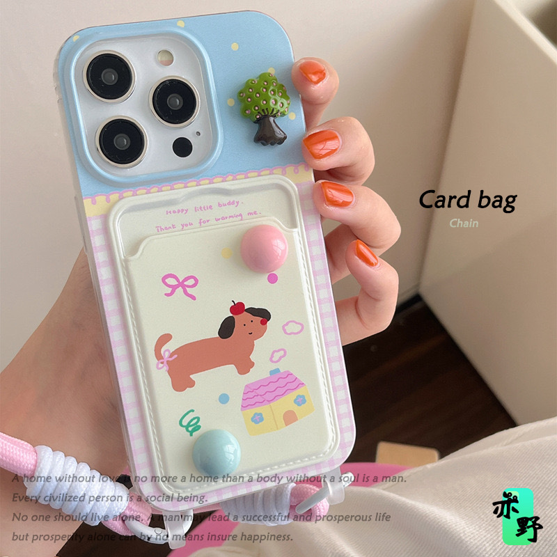Ins Suitable for Iphone16Pro Puppy Cartoon Mobile Phone Case Apple 15 Card Holder DIY Lanyard Protective Cover Trendy and Cool Ins Suitable for Iphone16Pro Puppy Cartoon Mobile Phone Case Apple 15 Card Holder DIY Lanyard Protective Cover Trendy and Cool